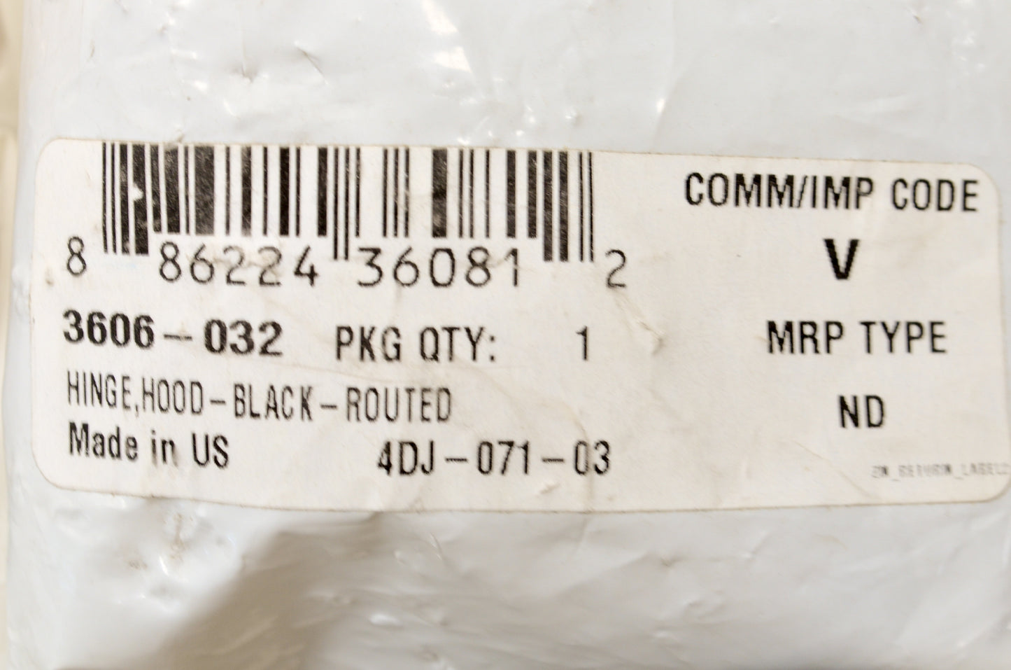 OEM Arctic Cat 3606-032 Black Routed Hood Hinge NOS