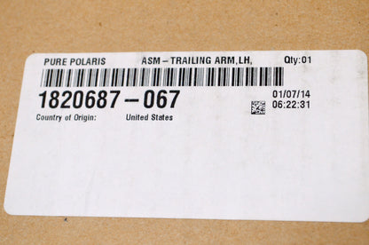 OEM Polaris 1820687-067 Black Left Trailing Arm Assembly NOS