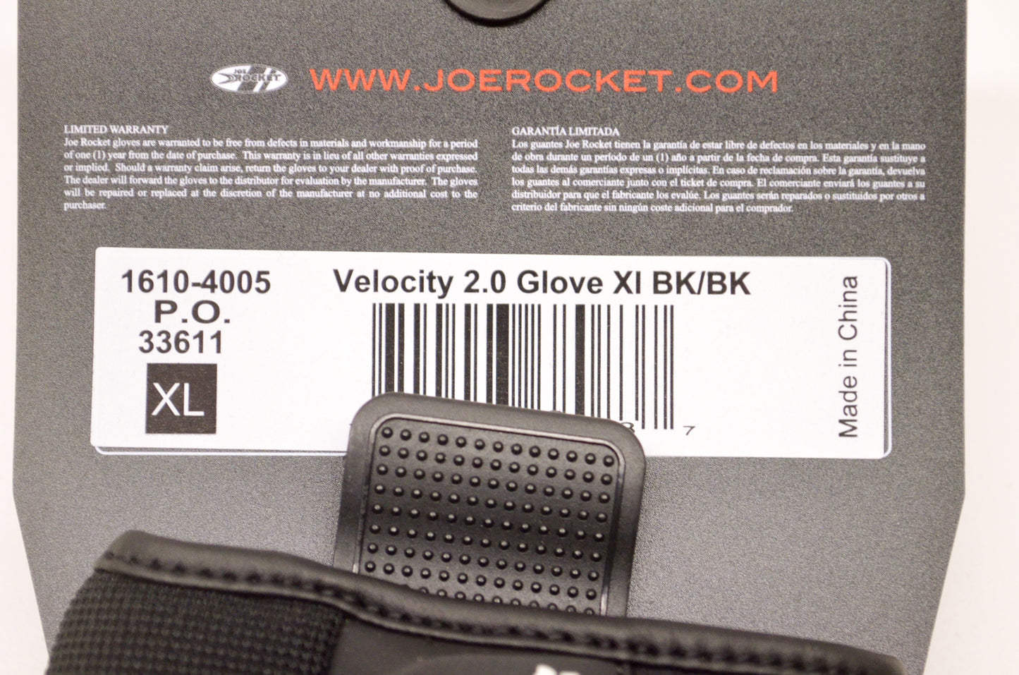 Black Velocity 2.0 Gloves XL NOS