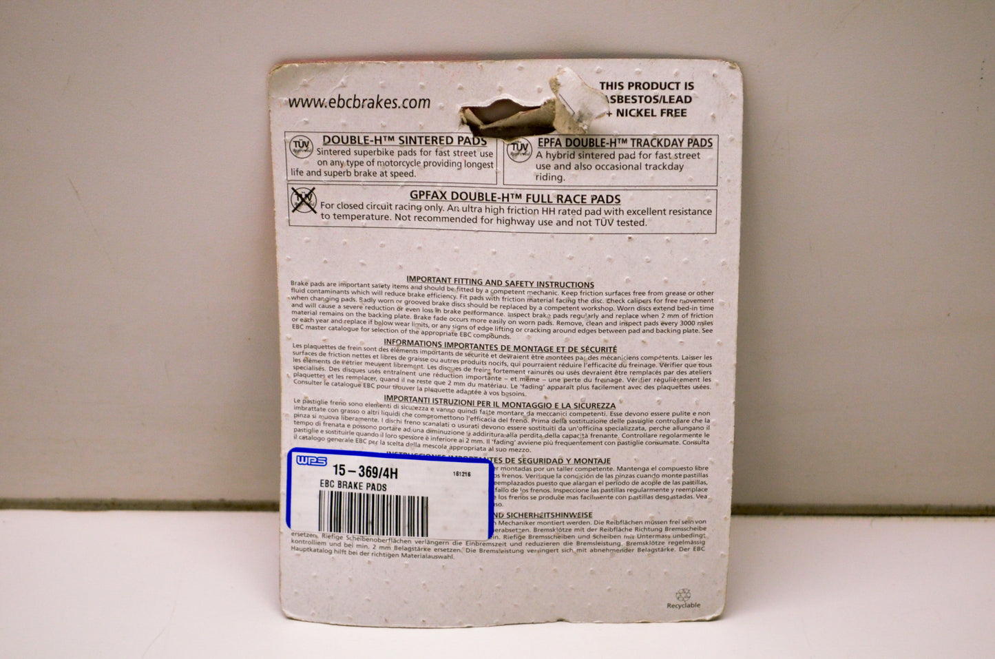 Double H Sintered Brake Pads NOS