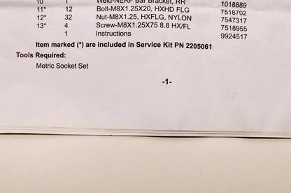 OEM Polaris 2205061 Nerf Bar Service Kit Hardware Only NOS