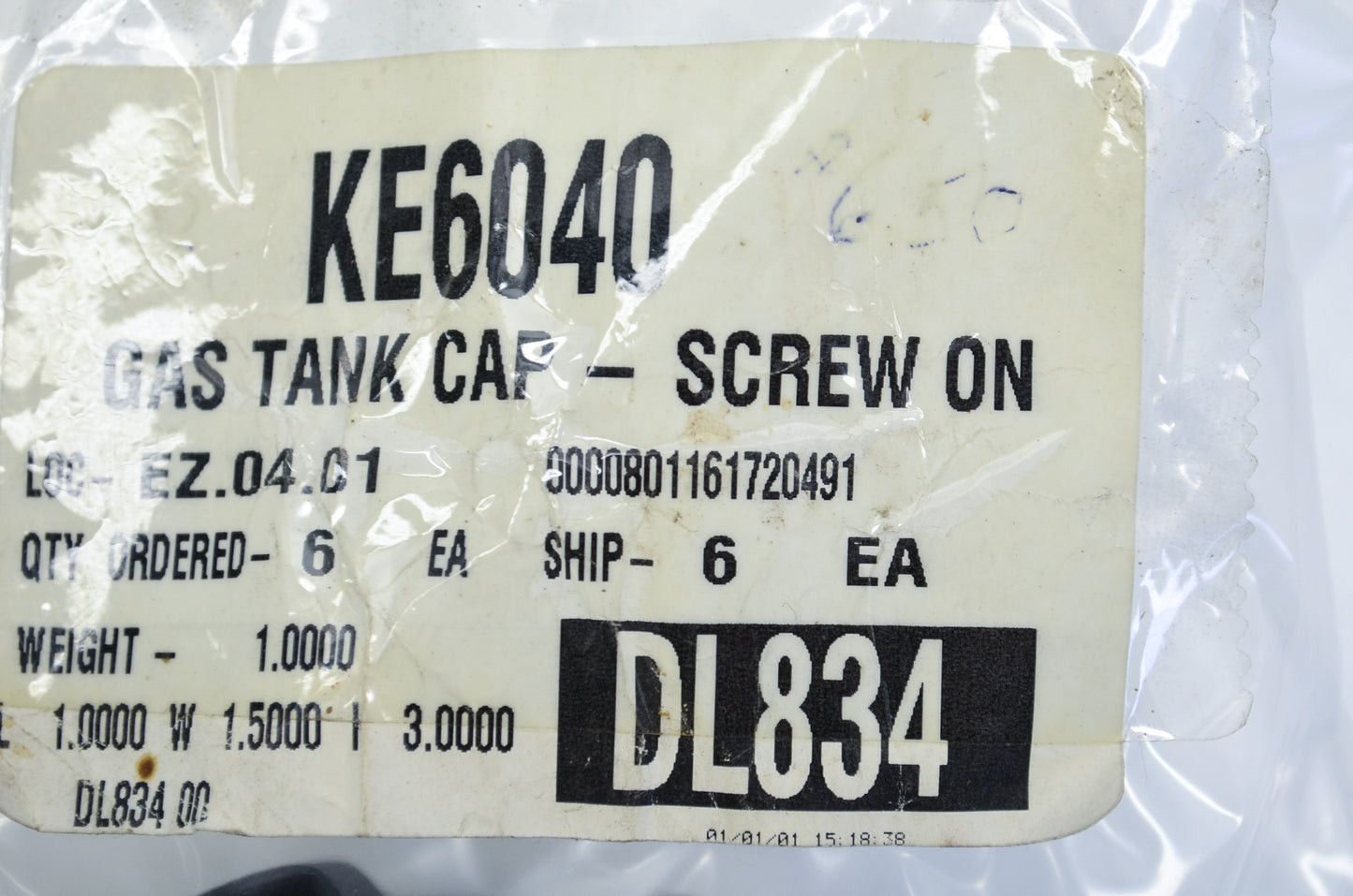 New Kelch KE6040 Screw on gas cap 2 25' I D NOS