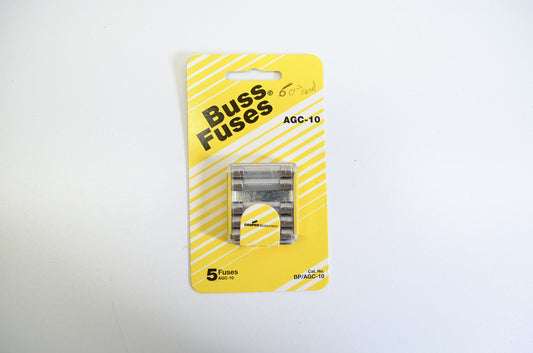 New Buss AGC-10 Glass Fuses 5pk NOS