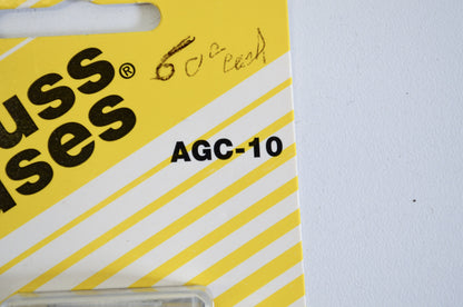 New Buss AGC-10 Glass Fuses 5pk NOS