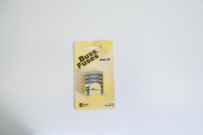 New Buss AGC-30 Glass Fuses 5pk NOS