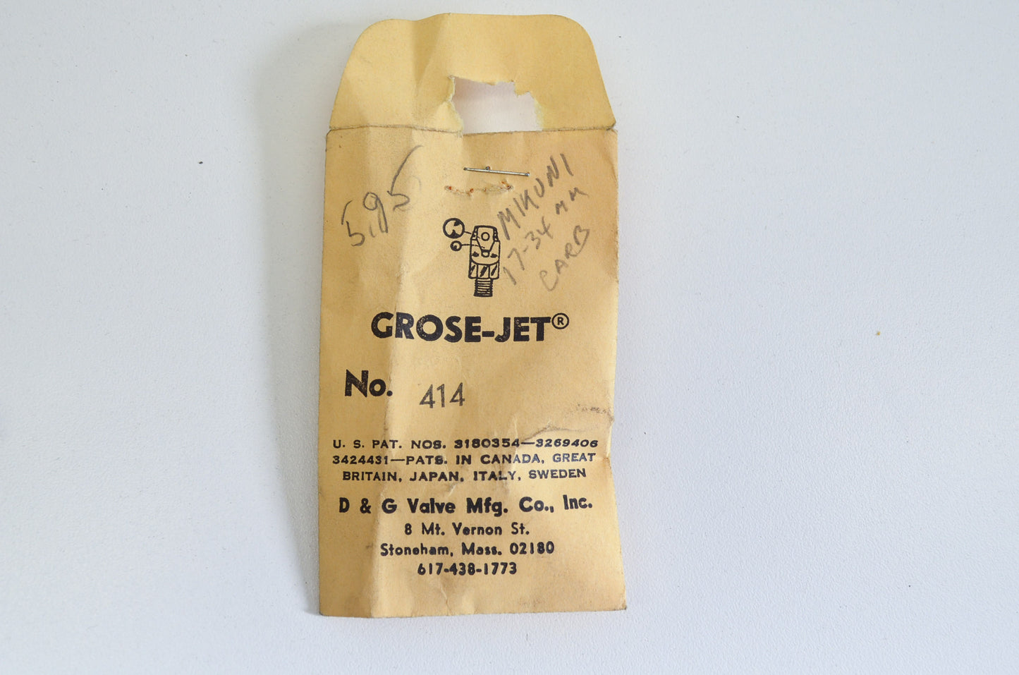 New Grose-Jet no 414 Metering Valve NOS