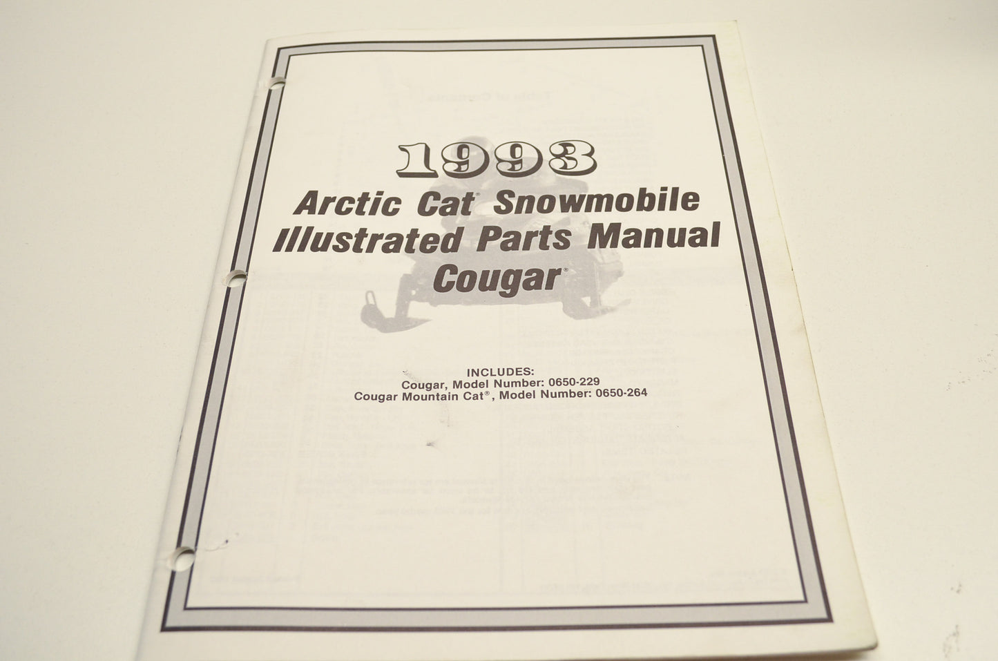 OEM Arctic Cat 2254-856 Parts Book 93 Cougar Co Mc