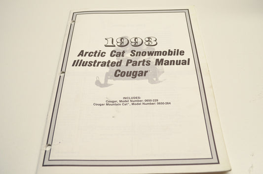 OEM Arctic Cat 2254-856 Parts Book 93 Cougar Co Mc