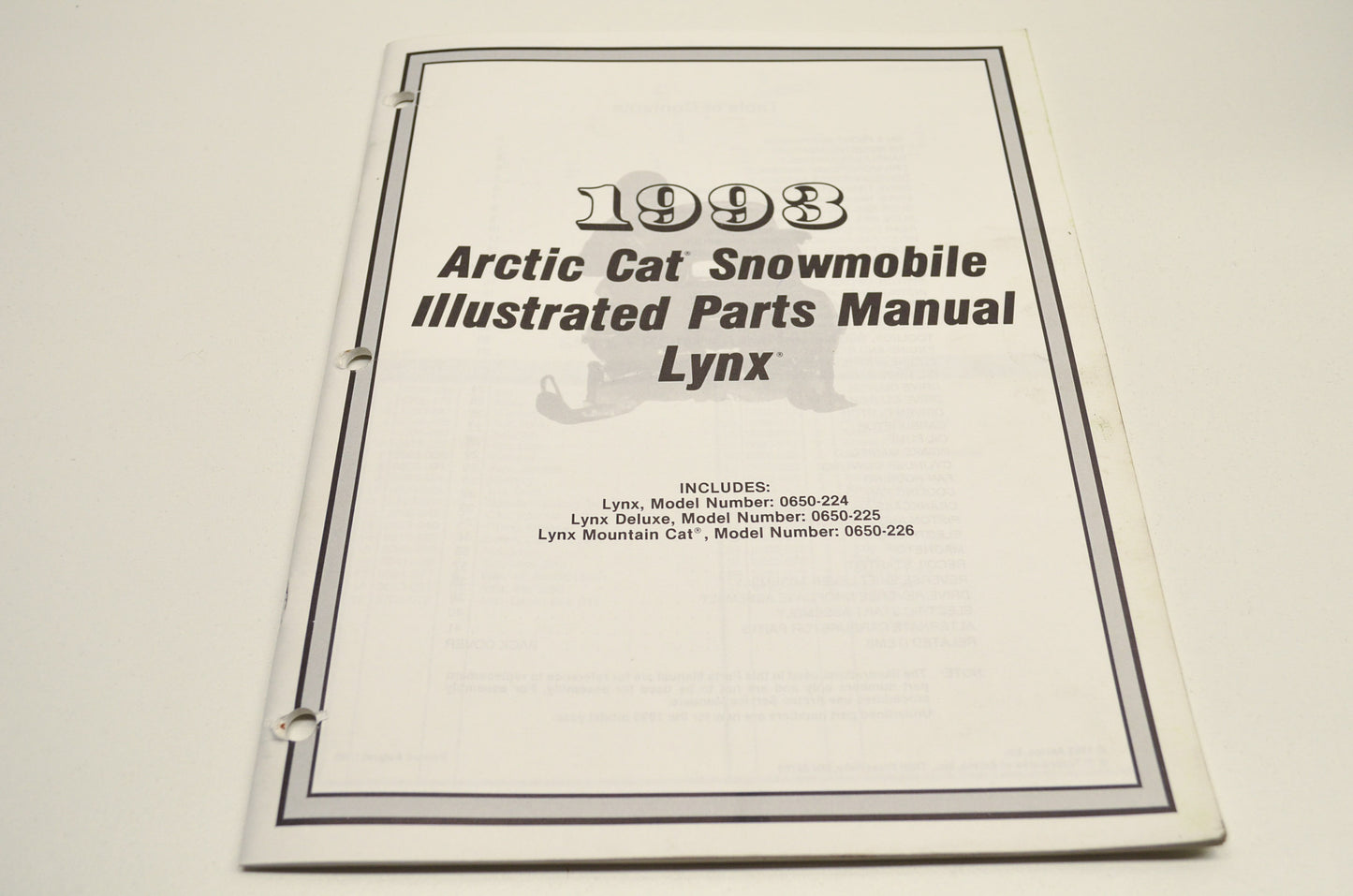 OEM Arctic Cat 2254-853 Parts Book 93 Lynx Lx Dlx Lx Mc