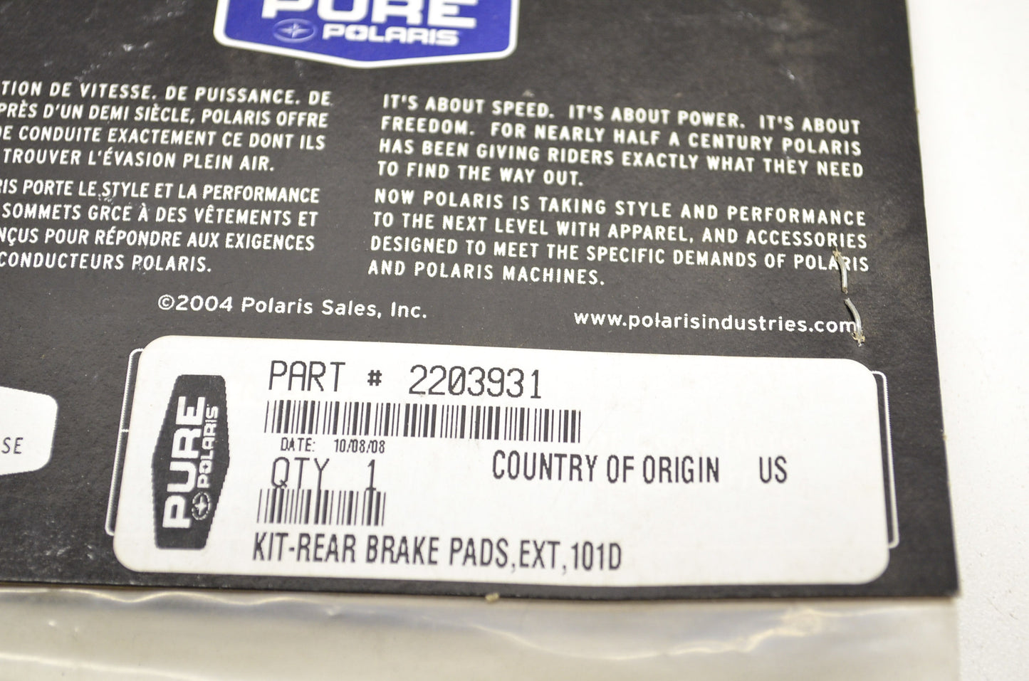 Rear Brake Pads 09-10 Outlaw 450 525 Qty 2 NOS