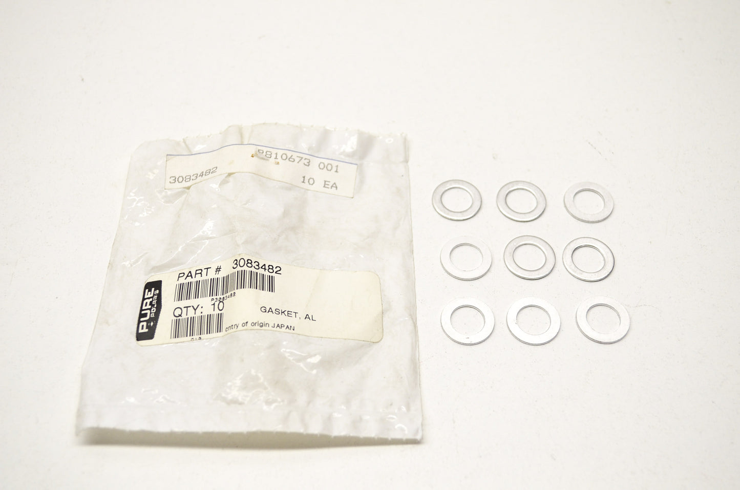 OEM Polaris 3083482 Aluminum Gasket Qty 9 NOS