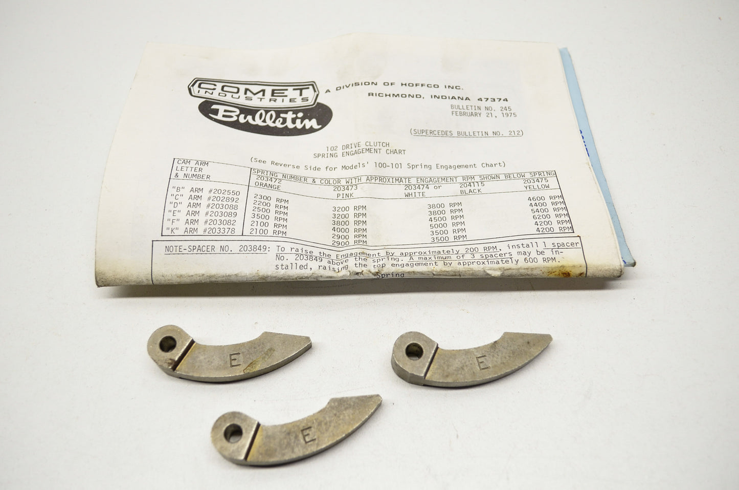 Cam Arm Weights Qty 3 NOS