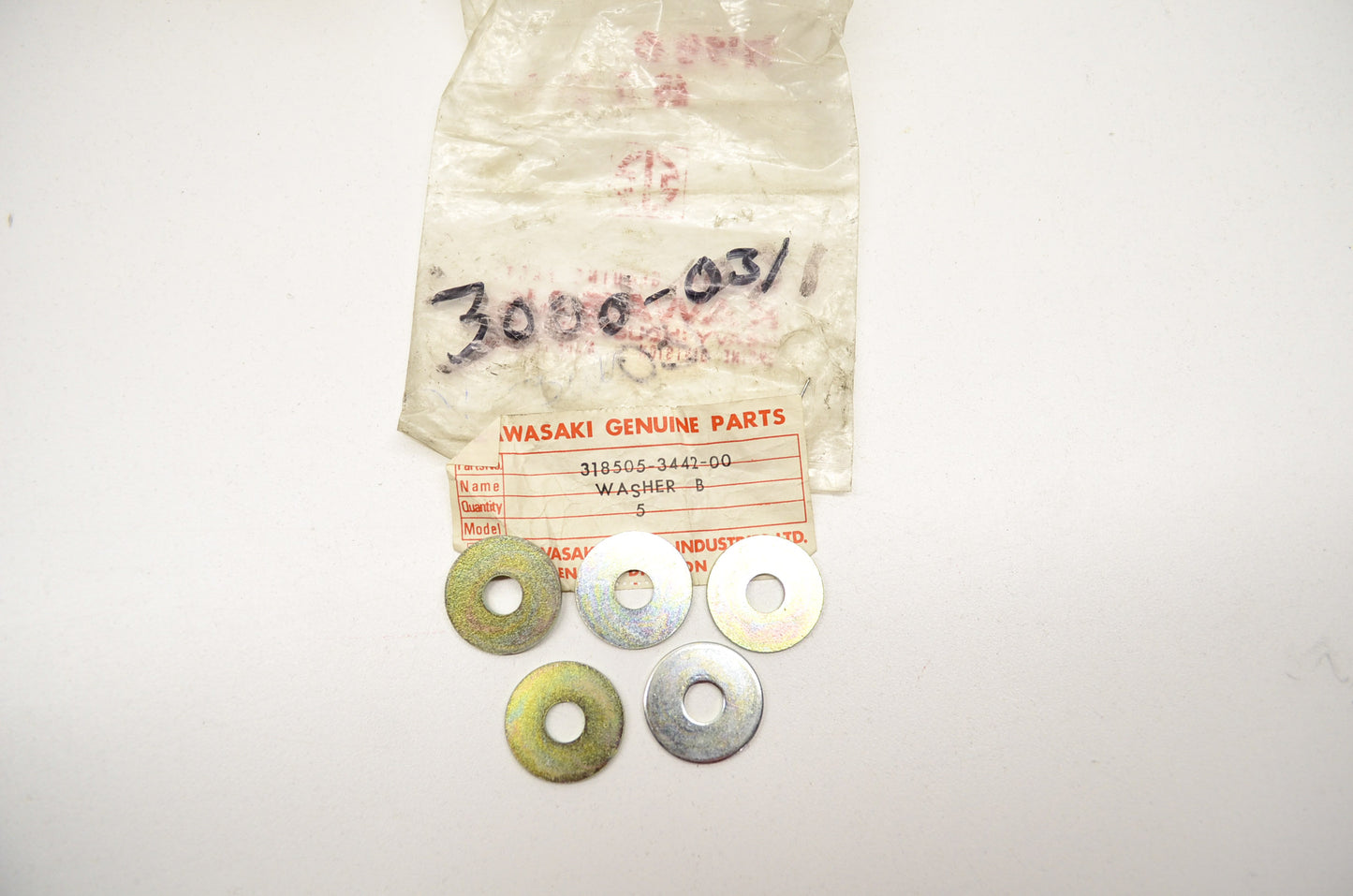 New OEM Kawasaki 3000-031, 318505-3442-00 Washer QTY 5 NOS