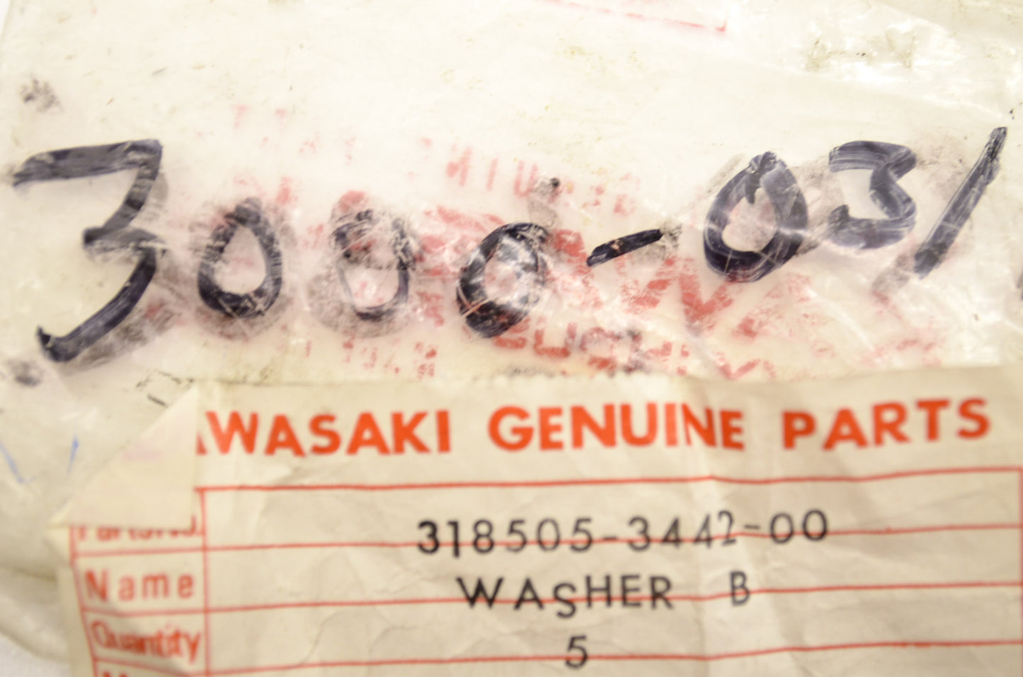 New OEM Kawasaki 3000-031, 318505-3442-00 Washer QTY 5 NOS