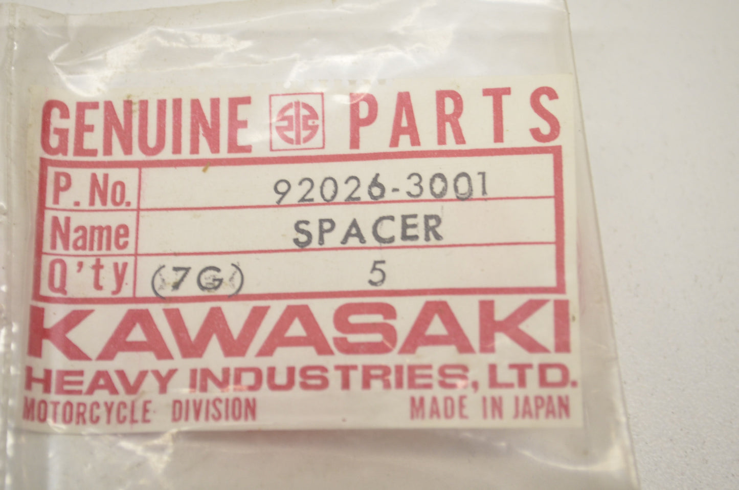OEM Kawasaki 92026-3001 Spacer Qty 5 NOS
