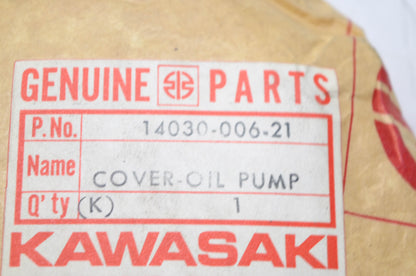 OEM Kawasaki 14030-006-21 Black Front Oil Pump Cover NOS