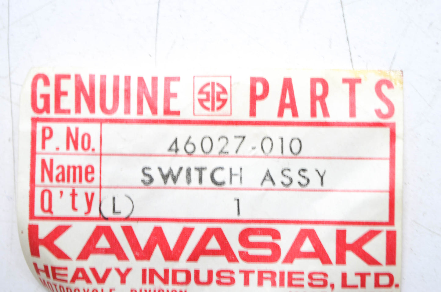 OEM Kawasaki 46027-010 Engine Stop Switch Assembly NOS