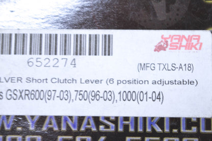 Yana Shiki TXLS-A18, 652274 Suzuki Silver Short 6 Position Adjustable Clutch Lev