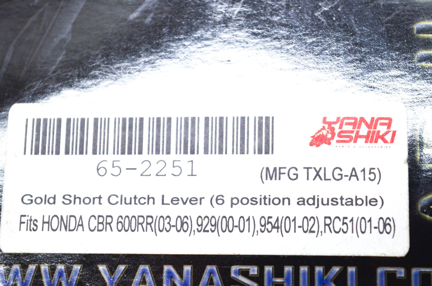 Yana Shiki TXLG-A15, 65-2251 Honda Gold Short 6 Position Adjustable Clutch Lever