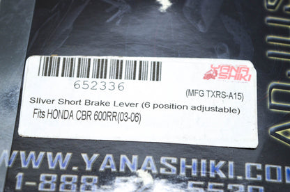 Yana Shiki TXRS-A15, 652336 Honda Silver Short 6 Position Adjustable Brake Lever