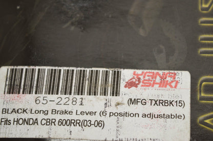 Yana Shiki TXRBK15, 65-2281 Honda Black Long 6 Position Adjustable Brake Lever N