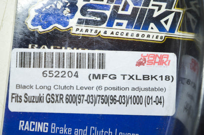 Yana Shiki TXLBK18, 652204 Suzuki Black Long 6 Position Adjustable Clutch Lever