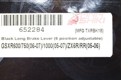 Yana Shiki TXRBK18, 652284 Suzuki Kawasaki Black Long 6 Position Adjustable Brak