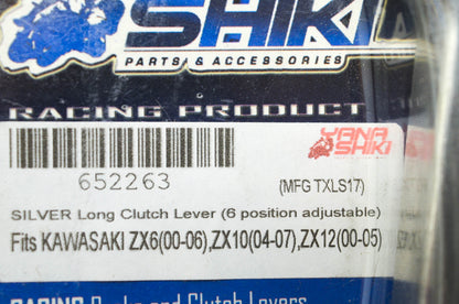 Yana Shiki TXLS17, 652263 Kawasaki Silver Long 6 Position Adjustable Clutch Leve