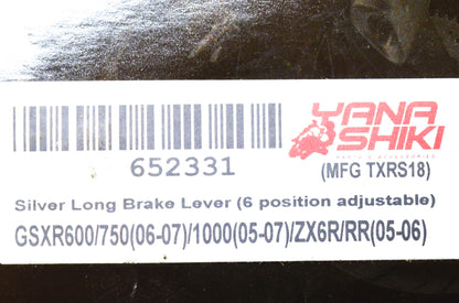 Yana Shiki TXRS18, 652331 Suzuki Kawasaki Silver Long 6 Position Adjustable Brak