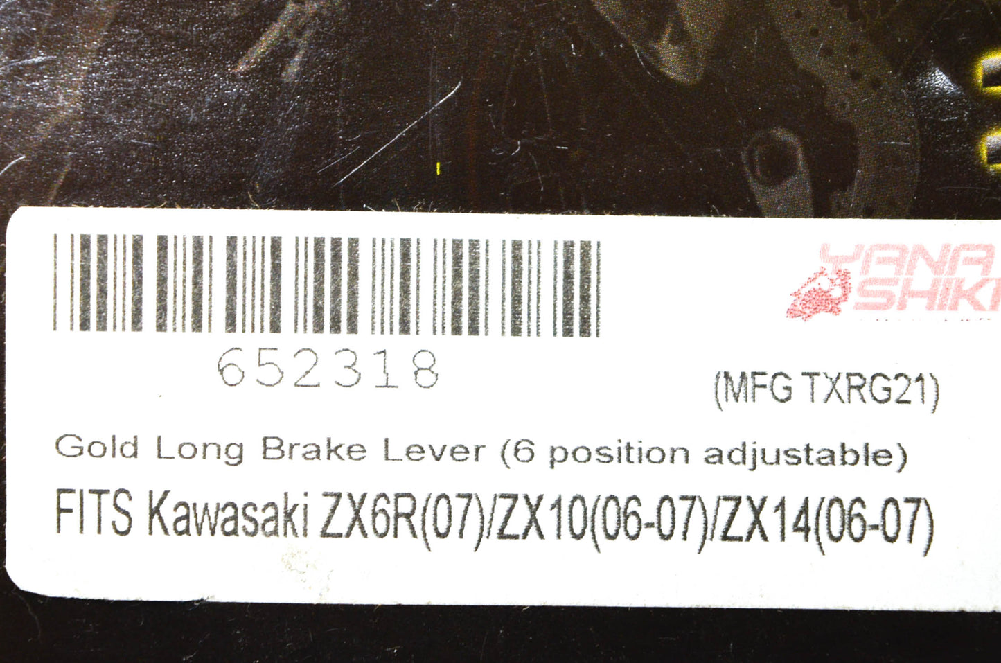 Yana Shiki TXRG21, 652318 Kawasaki Gold Long 6 Position Adjustable Brake Lever N