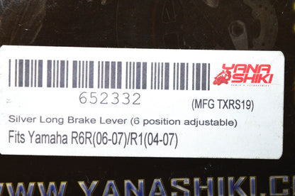 Yana Shiki TXRS19, 652332 Yamaha Silver Long 6 Position Adjustable Brake Lever N