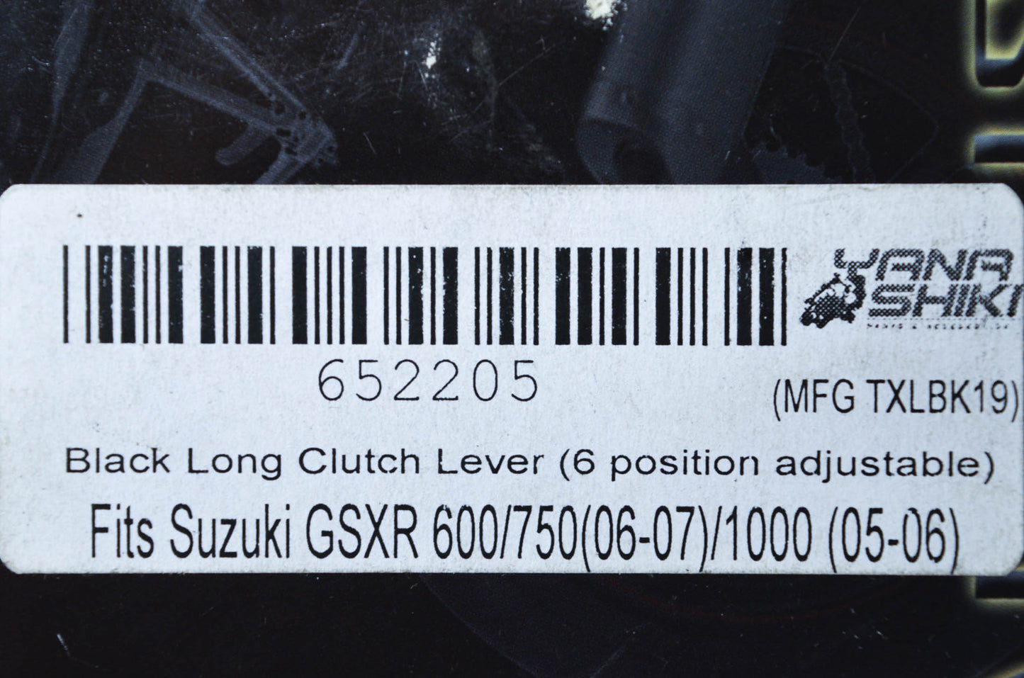 Yana Shiki TXLBK19, 652205 Suzuki Black Long 6 Position Adjustable Clutch Lever