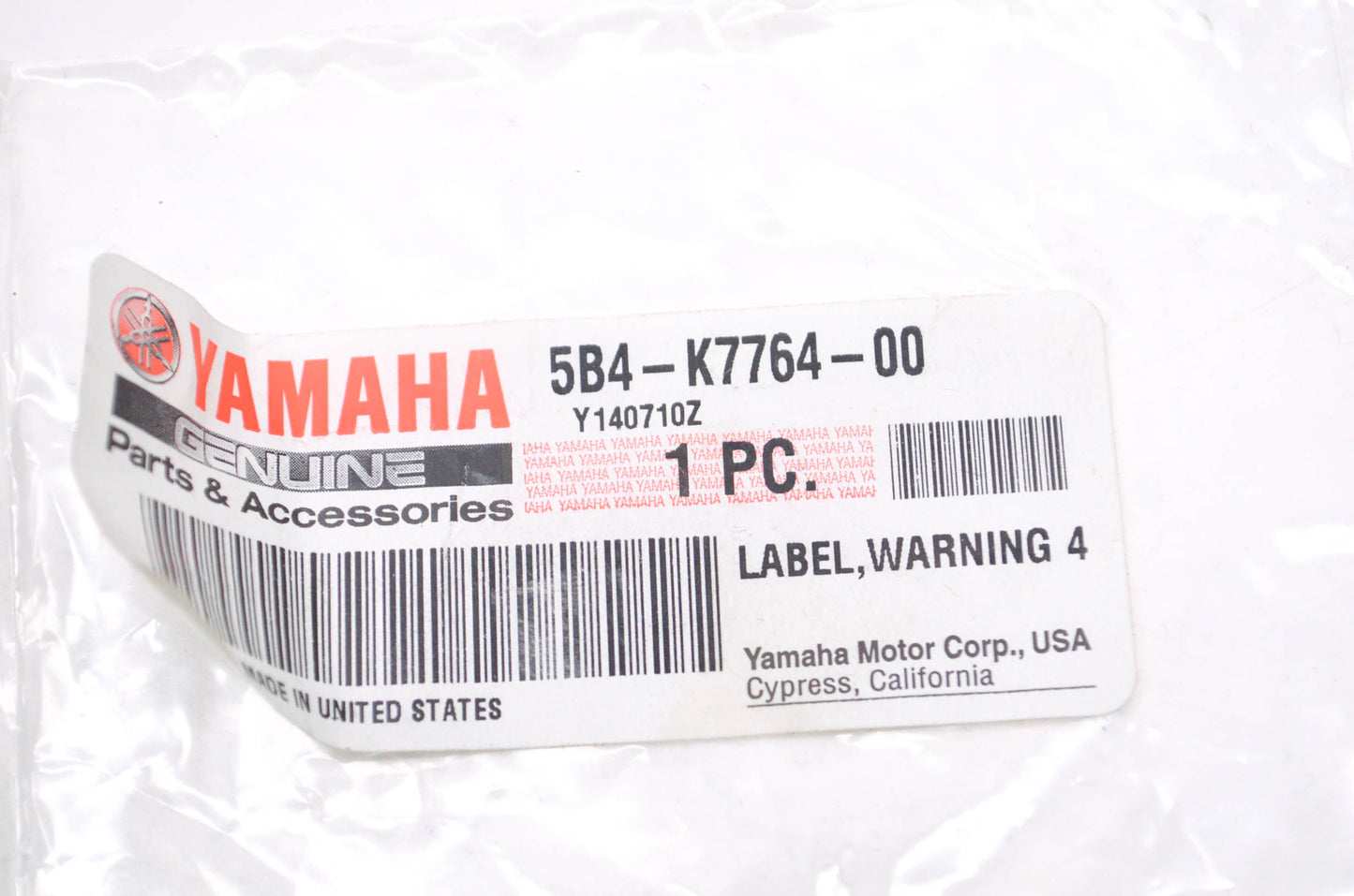 OEM Yamaha 5B4-K7764-00-00 Warning Label 4 NOS