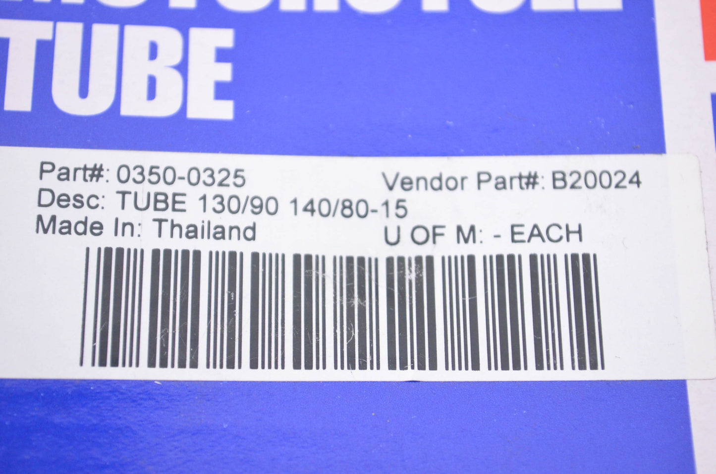 Parts Unlimited 0350-0325, B20024 Standard Tire Inner Tube 130/90 140/80-15 NOS