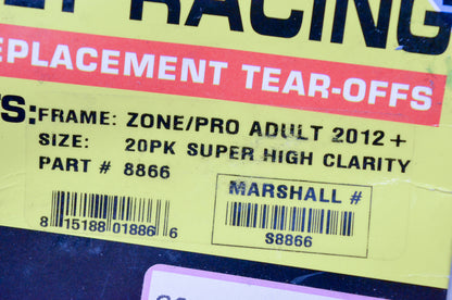 Fly Racing 8866, S8866 Super High Clarity Replacement Tear-Offs QTY 20 NOS