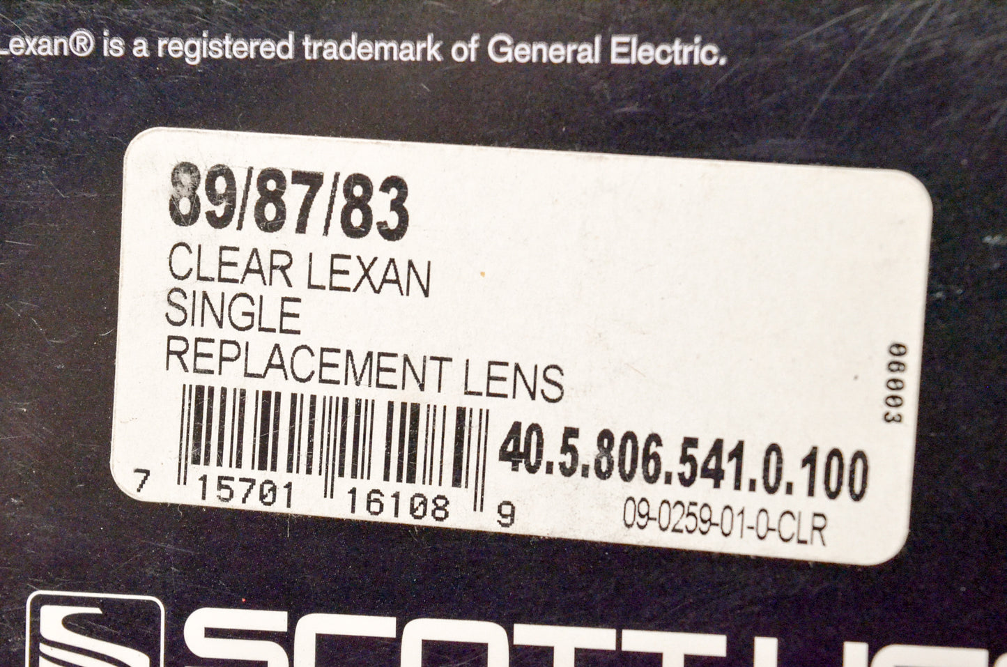 Scott 09-0259-01-0-CLR, 40.5.806.541.0.100 Clear Lexan Single Replacement Lens NOS