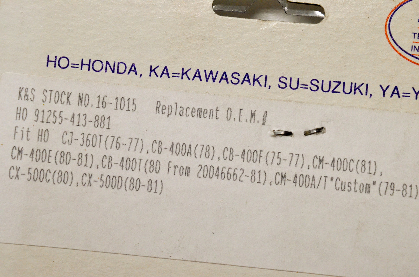 K&S 16-1015 33mm x 46mm x 11mm Fork Seal Kit