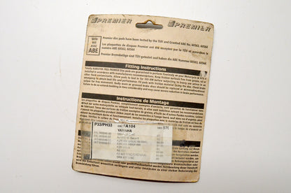 Premier P33, KBA 60564 Rear Brake Pad Kit NOS