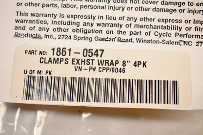 Cycle Performance 1861-0547 8" Exhaust Wrap QTY 4 NOS