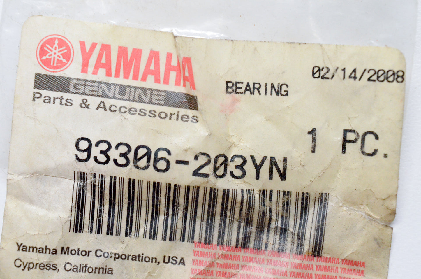 New OEM Yamaha 93306-203YN-00 Bearing NOS