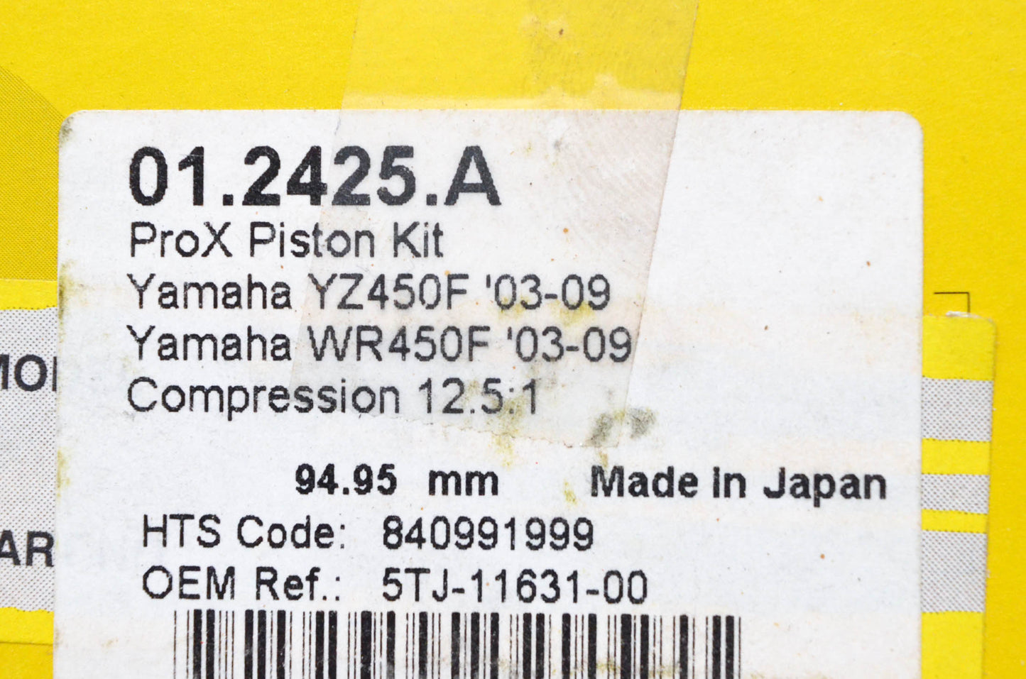 New Pro-X 2003-2009 Yamaha YZF450F WR450F 94.95mm Piston Kit NOS