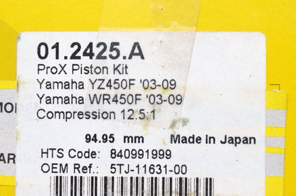 New Pro-X 2003-2009 Yamaha YZF450F WR450F 94.95mm Piston Kit NOS