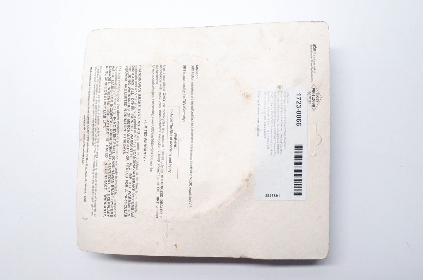 Parts Unlimited 1723-0066 Brake Shoe Kit NOS