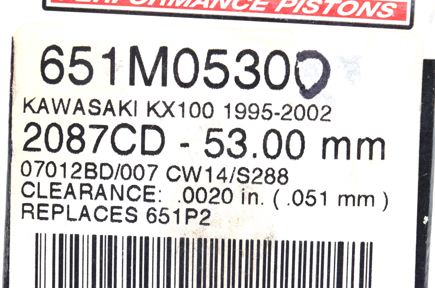 New Wiseco 1995-2002 Kawasaki KX100 53.00mm Piston Kit NOS