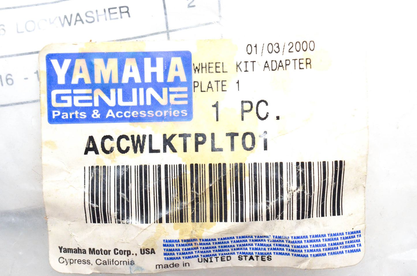OEM Yamaha ACCWLKTPLT01 Adapter Plate Wheel Kit NOS