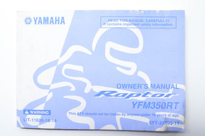 OEM Yamaha LIT-11626-18-14 YFM350RT RAPTOR Owner's Manual