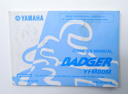 OEM Yamaha LIT-11626-13-03 YFM80M "BADGER" Owner's Manual