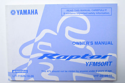 OEM Yamaha LIT-11626-18-06 YFM50RT RAPTOR Owner's Manual NOS