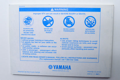 OEM Yamaha LIT-11626-14-04 YFM80N "BADGER" Owner's Manual NOS