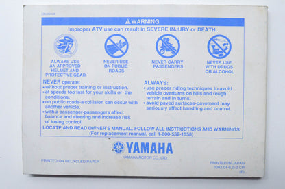 OEM Yamaha LIT-11626-17-11 YFZ450S Owner's Manual